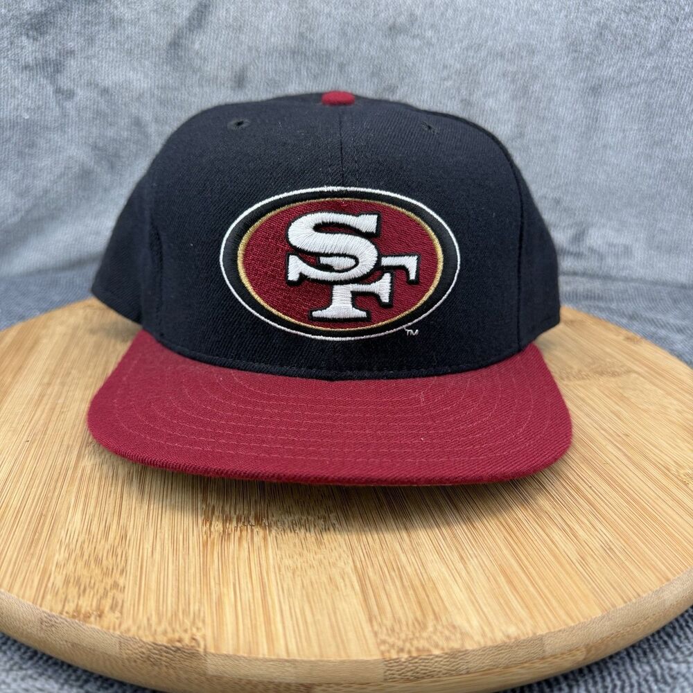 San Francisco 49ers Vtg Hat Cap Fitted Mens 7 1/4 Black Red NFL USA Wool